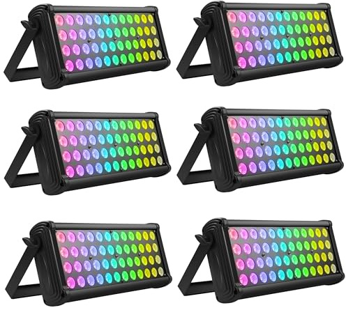 Wallwasher Bühnenlicht, ZonQoonz 48 RGB 3 in 1 LEDs dmx512 Partylicht DJ Light Gebäudebeleuchtung Außenwandleuchte für Bar, Karaoke, Disco, Weihnachten, Halloween, Party, Hochzeit, 6PCS