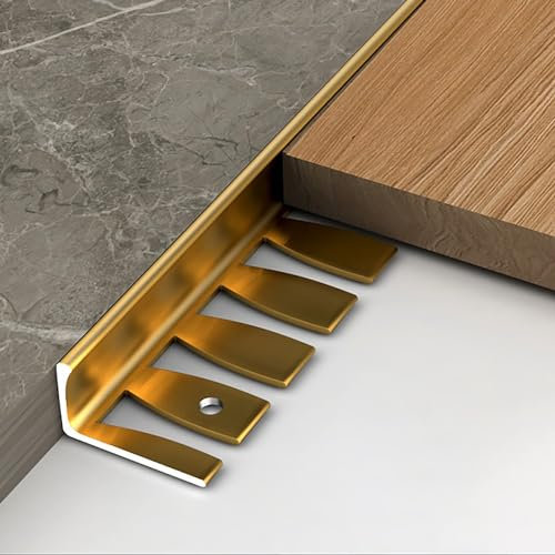 Fliesen Abschlussleiste Lang 135cm*2 Aluminiumlegierung Biegbar Fliesenschiene Einfassprofil L-Profil Fliesenprofil Winkelprofil Zum Kantenschutz Für Bodenbeläge Mit 12.5-15 Mm Höhe(Gold,H:12.5MM)
