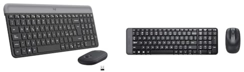 Logitech MK470 Kit Mouse e Tastiera Wireless per Windows, Ricevitore USB 2.4 GHz, ‎Sottile & MK220 Combo Tastiera e Mouse Wireless Compatti per Windows