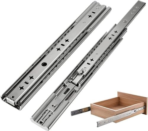 Schubladenschienen Mit Sanftem Schließmechanismus – 2 Stück Hochleistungsschienen, 3-Teilige Schienen, 53 Mm Breit – Mit Kugellager, Geräuscharm Und Langsames Schließen – Vollauszug – Industrieschiene
