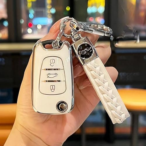 Auto Schlüssel Gehäuse für Hyundai NF 2004-2010,Hochwertige Materialien Funkschlüsselgehäuse Tasten Autoschlüssel Hülle Auto Schlüssel Schutzhülle Schlüsselbox Autozubehör,White-Section C