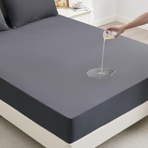 mafudoxi Matratzenschoner 180x200cm Wasserdicht, Spannbettlaken, Matratzenschutz Atmungsaktive, Matratzenauflage für Matratzen bis 30cm, Inkontinenzunterlage waschbar, Nässeschutz Bettlaken-Anthrazit