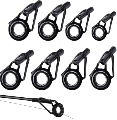 KGDUYC Angelrute Reparatur Kit,8 Rutenspitzen Reparaturset,Angelrutenführung Rutenringe Spinnruten Edelstahl Keramik Spitzenringe Tip Tops,Spitze Reparieren Kit Angelzubehör für Salzwasser