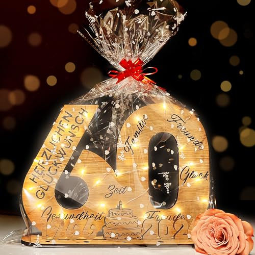 YUNLI Holz-Schild Gästebuch, 60 Geburtstag Frauen & Männer, 60 Geburtstag Jubiläum, 2026 Holzschild Gästebuch Geburtstag als Personalisierbares Geschenk, Deko Zahlen 60 Jahre mit Jahreszahlen
