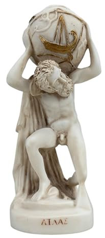 Farnese Atlas Titan Gott Statue Skulptur Figur Graue Patina Gussmarmor 22,0 cm