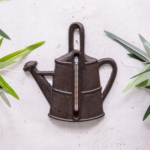 Cast Iron Watering Can Garden Thermometer Indoor/Outdoor