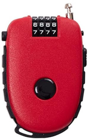 NIIIYTYB Ultra-Secure 4-Digit Combination Lock with 2.5ft Retractable Cable Adjustable Lock for Bike Ski Snowboard Stroller Cable Locks(Red)