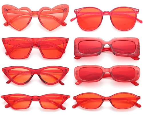 Dwenarry Party Sonnenbrille Set Sonnenbrillen Pack Für Damen Vintage Brille Retro 90er Party Brillen Für Karneval/Fasching 8/12 Stücke