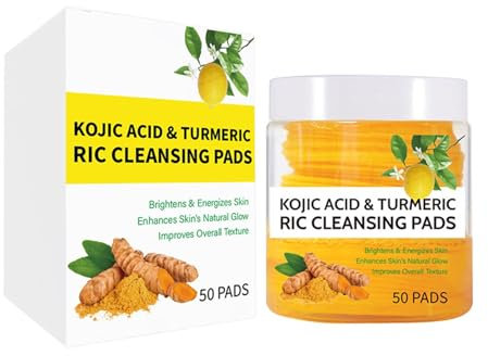 Kurkuma-Reinigungspads, Kojics-Säure-Pads, Gesichtsreinigungsschwämme, 50 Stück, natürliche Inhaltsstoffe, gleichen Hautöl und Wasser aus, vielseitig einsetzbar für Gesicht und Körper