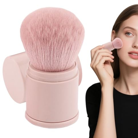 Pennello Per Cipria,Pennello da Fard Retrattile - Multifunzionale Strumento per Trucco Fondotinta e Blush con Applicatore per Donna