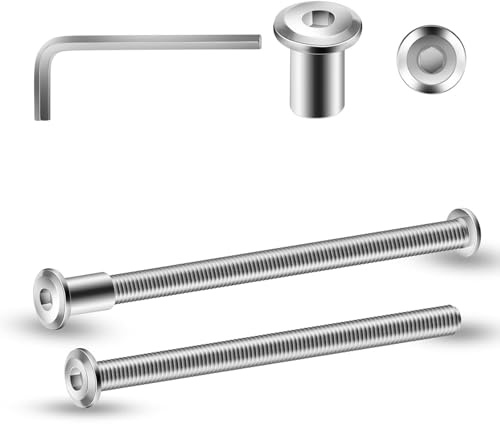 10 pezzi viti di collegamento M6 x 100mm, viti a manicotto, viti per mobili, connettori per mobili, connettori per armadi per mobili e armadi (10 x viti per mobili, 10 x dadi a manicotto, 1 x chiave a