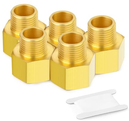 TAILONZ PNEUMATIC 5PCS Racor de latón, Adaptador reductor, 1/4-pulgada de tubería macho x 1/2-pulgada de tubería hembra