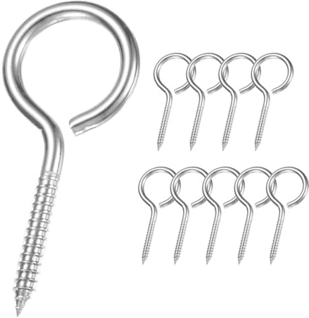 M METERXITY Lot de 10 attaches à vis, M3 Acier inoxydable 304 Boulons à œil renforcés auto-taraudeurs pour meubles en bois/suspension d'œuvres d'art/fixation de câbles [Argent]