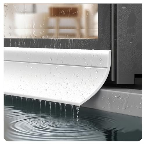 Regenschutzleiste für Fenster Und Türen Selbstklebende Gummi-Abdichtung, Wetterschenkel Regenschutzleiste für Fenster, Wetterfest Schutz Vor Regenwasserrückstau(Weiß,35mm)