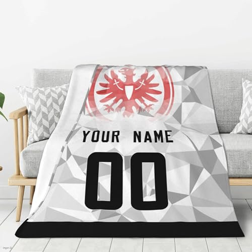 Generisch Frankfurt Personalisierte Decke,Frankfurt Fanartikel Sofa Fleecedecke,Personalisierte Geschenke für Fußball Fanartike,Weihnachten Geschenke für Fußballfan Kinder Teenager