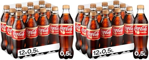 Coca-Cola Vanilla - erfrischendes, koffeinhaltiges Getränk mit originalem Vanillegeschmack - in praktischen Einweg Flaschen (12 x 500 ml) (Packung mit 2)