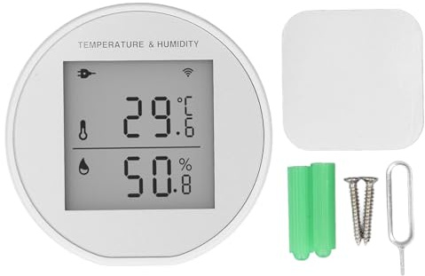 Sensor de temperatura y humedad para interiores, higrómetro digital inteligente con pantalla clara, monitoreo remoto para habitación, garaje, invernadero, alerta de bajo voltaje y