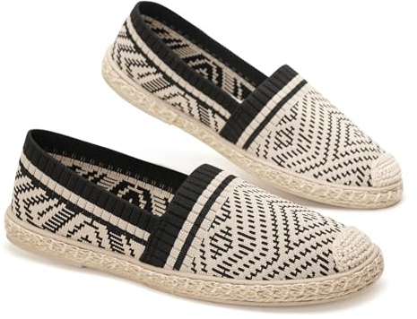 GLAMORA Espadrillas Donna Ballerine Slip On Scarpe Basse Maglia Jacquard Geometrico Traspirante Leggere Estive Comode Suola Gomma Antiscivolo Flessibili Tessuto Elasticizzato Calzata Facile