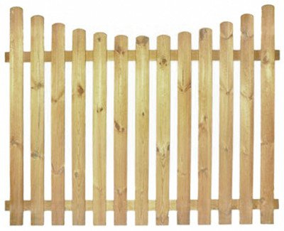 StaketenZaun 'Premium' getrocknet V2A 180x140/120 cm - unten - kdi - 2,5cm (mit L-Winkel und Schrauben)