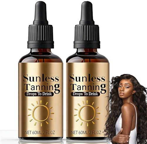 2PCS Gotas Bronceadoras Sin Sol, Gotas Bronceadoras Faciales y Corporal, Sunless Tanning Drops, Enhances Natural Skin Tone, Without The Sun Damage