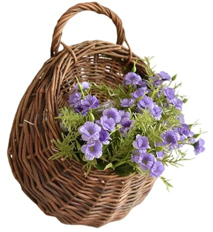 Laimejia Woven Wall Basket for Plants – Handmade Natural Rattan Flower Pot Holder for Indoor Outdoor Living Room Garden Wedding Nursery Kitchen Farmhouse with Breathable Design for Small Spaces