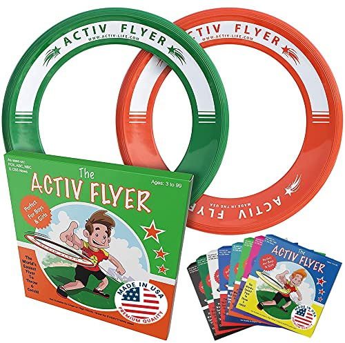 Activ Life Anelli Volanti Migliori per Bambini [Verde/Arancio] Il Giocattolo da Lanciare Migliore da Fare all’Aperto con Amici e Parenti – Disco Volante Giocattolo per Top Frisby Golf