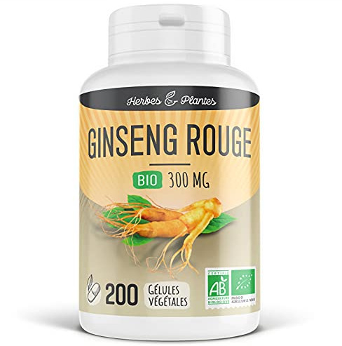 Herbes Et Plantes Ginseng Rouge Bio 200 Gélules Végétales 300 mg