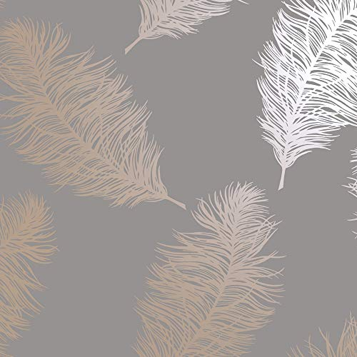 Holden Decor 12629 Fawning Feather Grey Rose Wallpaper, Rose Gold