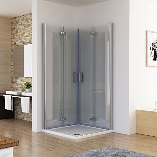 Duschkabine 120x90 Eckeinstieg Dusche Doppel Falttür 180º Duschabtrennung NANO Glas DAF129