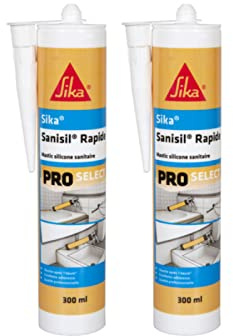 Lot de 2 mastics silicone anti-moisissure SIKA Sanisil Rapide - Transparent - 300ml