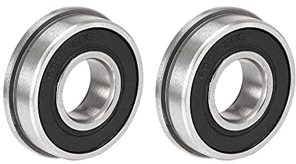 sourcing map F6001-2RS Flanged Ball Bearing 12x28x8mm Double Sealed Chrome Steel Bearings 2pcs