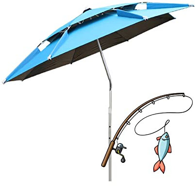 HDZNDH Sombrilla de Playa con rotación de 360°, sombrilla portátil con protección UV con Ancla de Arena, Poste de Aluminio inclinable, Tratamiento de Sellado Interno, para Pesca, Playa, Piscina