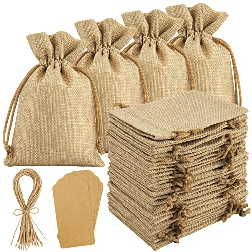 ENNIYU 25 Hessian Bags with Drawstring, 10X15CM Jute Bag Resusable Sack Burlap Drawstring Wedding Favour Fabric Gift Bags