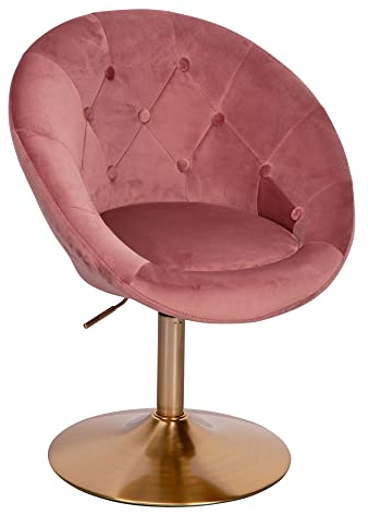 möbelando Loungesessel Samt Rosa/Gold Design Drehstuhl | Clubsessel Polsterstuhl mit Rückenlehne | Drehsessel Cocktailsessel Lounge | Sessel mit Stoffbezug