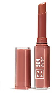 3INA MAKEUP - The Color Lip Glow 504 - Nude Café - Labial Hidratante Nude Café con Manteca de Karité para Nutrir los Labios - Barra de Labios Brillo - Bálsamo Alta Pigmentación Vegan - Cruelty Free