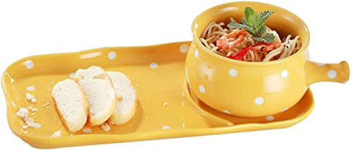 Ciotola for cereali, scodella for zuppa, scodella for il tè, set for la colazione con manico, piatto in ceramica individuale Ciotole for zuppa di cipolle francesi for zuppa di cereali Farina d'avena,