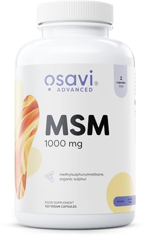Osavi MSM, 1000 mg – 120 Vegan Capsules | Supports Joint Health & Skin Elasticity | Methylsulphonylmethane for Collagen & Keratin Production