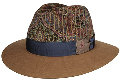 Alfonso D’Este Trousdale Traveller Wollhut Travellerhut Wollfilzhut Filzhut Wolltraveller Herren - Made in Italy mit Ripsband, Ripsband Winter Herbst-Winter - M (56-57 cm) braun