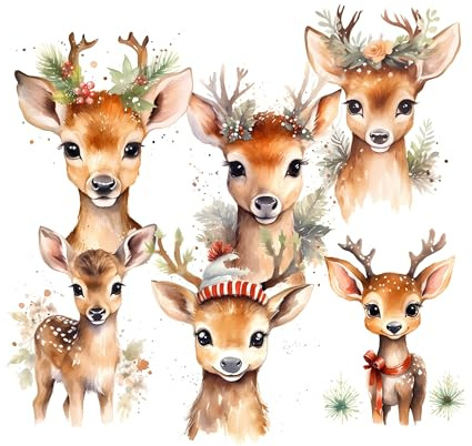 wolga-kreativ Aufkleber Sticker Geschenkaufkleber Weihnachten Advent Weihnachtssticker Etiketten 4 Blätter Reh Rehkitz selbstklebend für Geschenke
