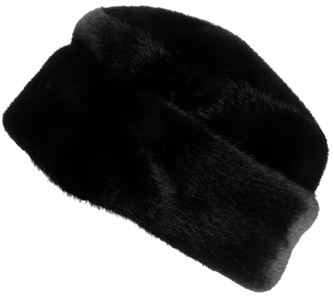 VALICLUD Russische Pelzmütze Herren Komfortabel und Vielseitig aus Kunstpelz Vintage Stil Warme Mütze mit Fellrand in Schwarz für Outdoor Aktivitäten und Themenpartys