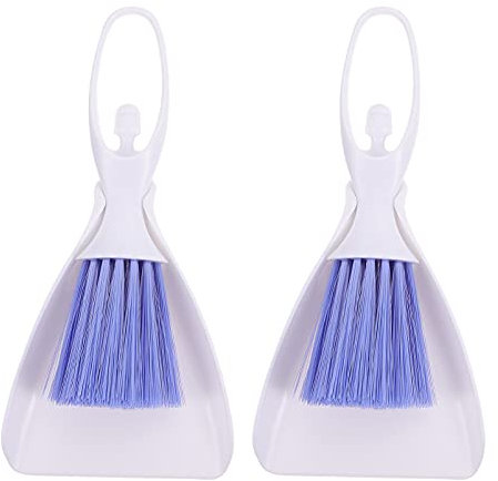 Beavorty 2 Sets Mini Brooms Dustpans for Pet Cleaning Sweeping Tools Pet Supplies Desktop Cleaning Broom for Gerbil Cage Indoor Random Color