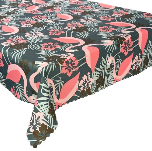 wasserdichte Tischdecke Gartentischdecke Wasserabweisend Wetterfest Garten Balkon Terrasse Rosa Pink Flamingos 110x160 cm