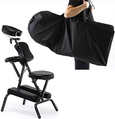 CAFIEDR Tragbarer, zusammenklappbarer, Verstellbarer Massagestuhl, Kosmetikliege mit Armlehne, Tragkraft 150 kg, für Physiotherapie-Tattoos (schwarz)