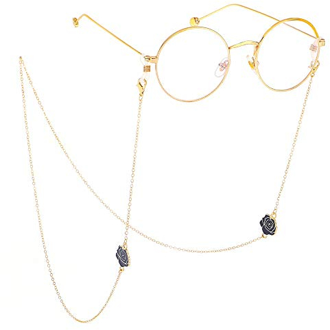 LVUNZJCA Brillenkette Black Rose Skid Metall Brille Kette Lanyard Seil Brille Brillenzubehör Sonnenbrillenkette