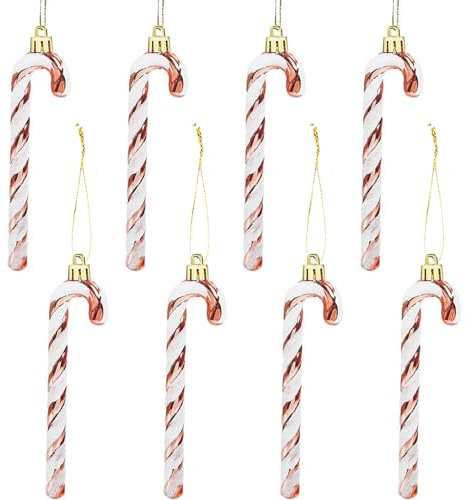 14CM Glitter albero di Natale decorazione oro rosa bastone di zucchero ciondolo 8 pezzi albero di Natale decorazioni bastone di zucchero decorazione di Natale albero di Natale decorazioni Natale