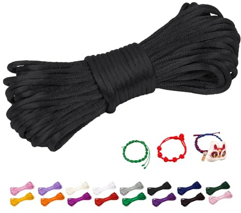 CAMAL 2,5mm Filo per Braccialetti, Fili Nylon per Braccialetti 10m Filo Nylon Cordoncino per Collane Fai Da Te, Cordino per Braccialetti, Gioiello, Perline, Artigianato (Nero)