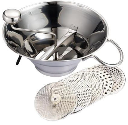 F Fityle Passaverdura a manovella, passaverdure, schiacciapatate con 5 Dischi di macinazione per Carote, Frutta, Patate passate