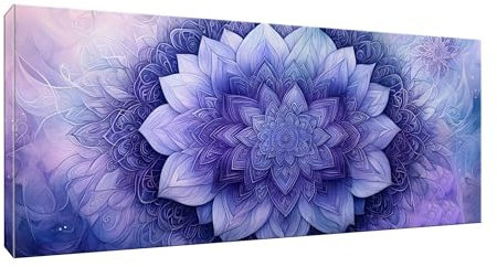 Malen Nach Zahlen Erwachsene, Lila Mandala DIY Ölgemälde-Kits auf Leinwand mit Pinseln und Acrylpigment, Graffiti-Liebhaber, Bild für Heimdekoration, Geschenke, Ohne Rahmen,35x70cm/14x28in W-492