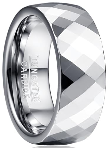 083BASE Ringe Damen/Herren Silber 2mm breit Kuppelform und Comfort Fit Design Stein Unisex Wolfram Ringe für