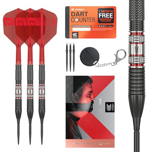 Target Darts Gabriel Clemens 95K Swiss Point Steeldarts, 95% Tungsten Darts with K-Flex Flights, 21G/22G/23G | German Giant Clemens Darts, Player Edition Swiss Points K Flex Dart-Set